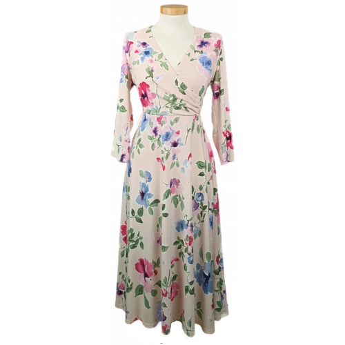 Lauren Ralph Lauren Damen Midikleid hellpink geblümt Gr. 170/96A 