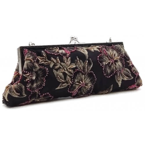Vintagetasche schwarz florale Pailletten und Perlenstickerrei