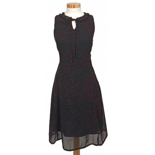 Street One Midi-Abendkleid weinrot/schwarz gemustert Gr. 34