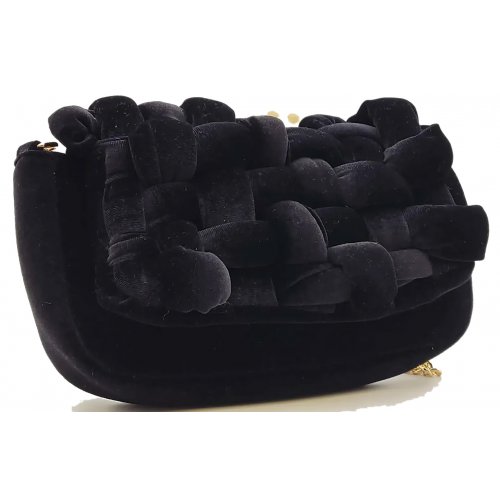 ONLY Samthandtasche schwarz mit geflochtenem Muster 