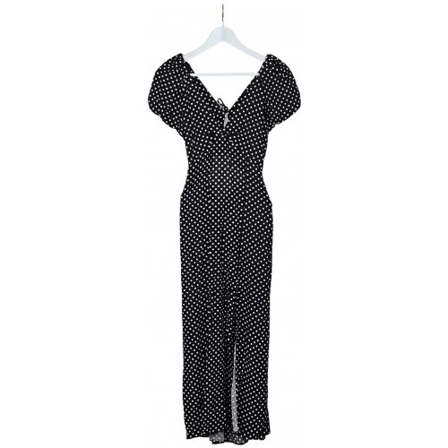 ZARA Damen Maxikleid mit Polka Dots, schwarz/weiß - Gr. S