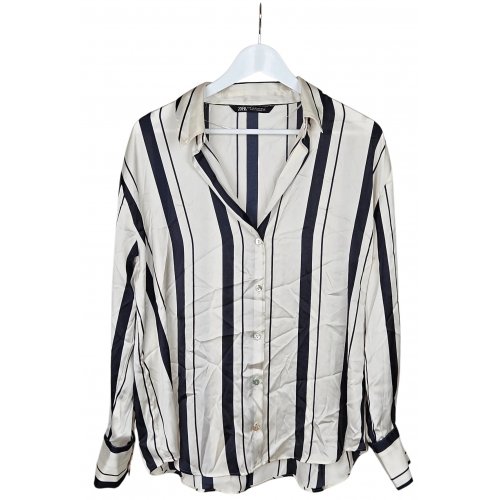 ZARA Damen Bluse mit Streifen, weiß - Gr. XL