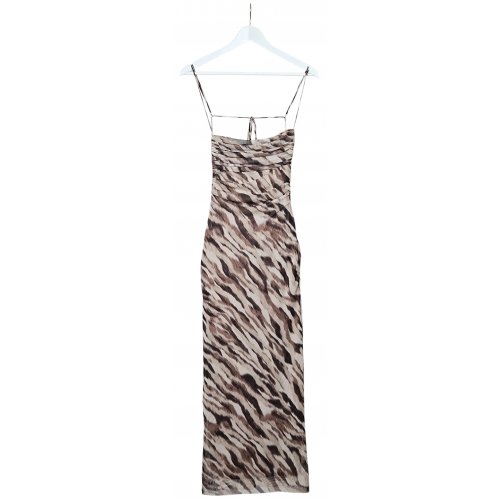 ZARA Damen Maxikleid mit Animal Print, braun - Gr. S