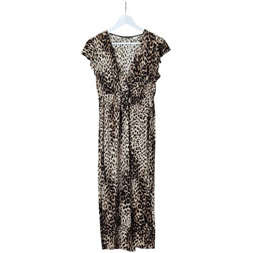 ZARA Damen Maxikleid mit Animal Print, braun - Gr. L