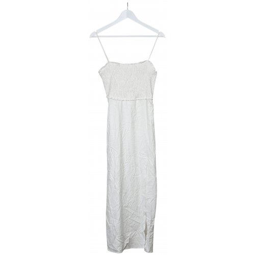 ZARA Damen Leinenkleid, weiß - Gr. L