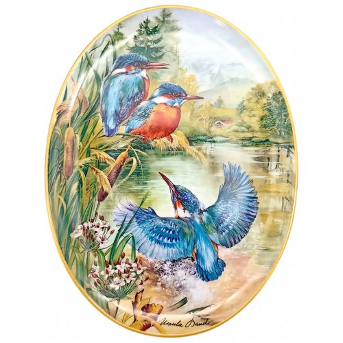 Reichenbach Sammelteller 1998 - „Eisvögel am Bergsee“ von Ursula Band (Teller 4286 A)