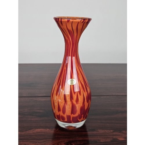 Glashütte Schwanenstadt Dekovase - orange/rot marmoriert - Höhe 28,5 cm
