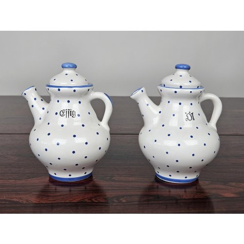 Gmundner Keramik Essig/Öl-Set - blau getupft