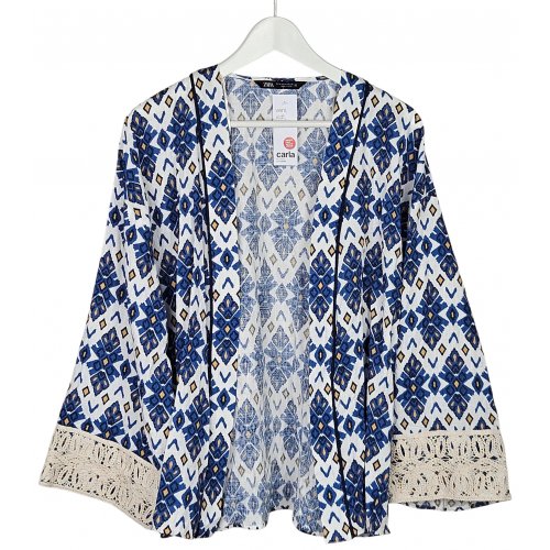 ZARA Damen Bluse, blau/weiß - Gr. M 