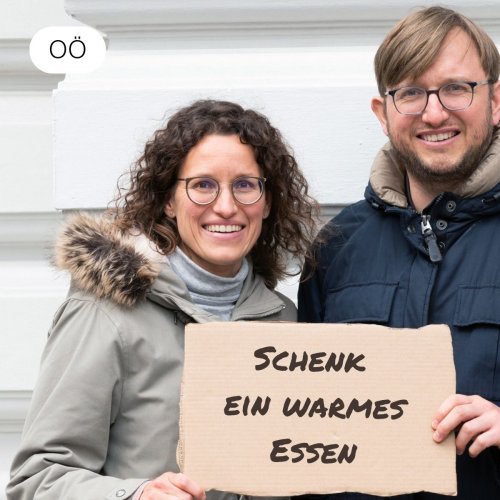Schenk obdachlosen Menschen ein warmes Essen