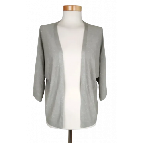 Hearts & More Damen Cardigan mit Lurex, schilf/silber - Gr. XS