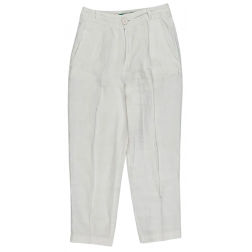 United Colors of Benetton Damen Leinen Hose, weiß - Gr. DE 34