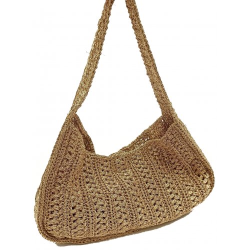 Zara Damen Basttasche Boho-Stiel gold