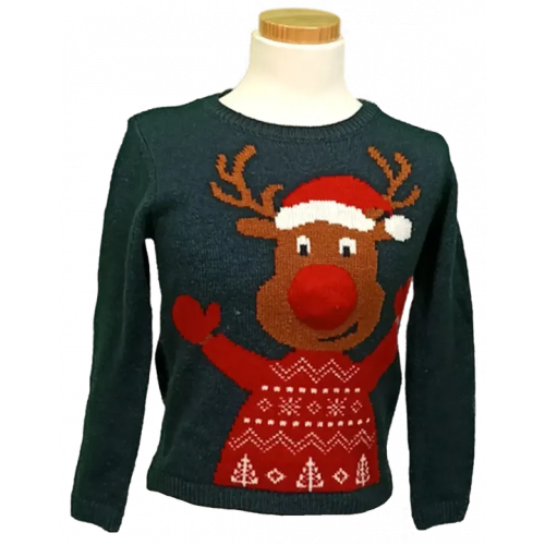 Lupilu Kinder Weihnachtspullover dunkelblau gemustert Gr. 110/116