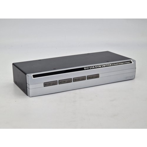 4-Port DVI KVM Switch mit USB 2.0 Hub & Audio - Professioneller Umschalter