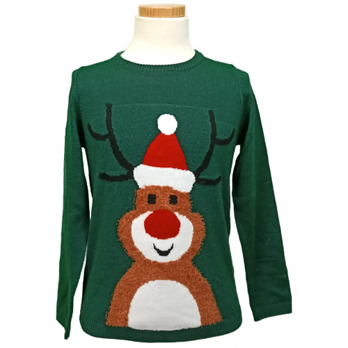 Lupilu Kinder Weihnachtspullover dunkelgrün gemustert Gr. 122/128