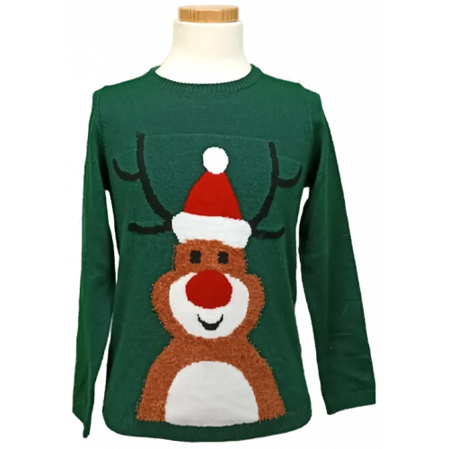 Lupilu Kinder Weihnachtspullover dunkelgrün gemustert Gr. 122/128