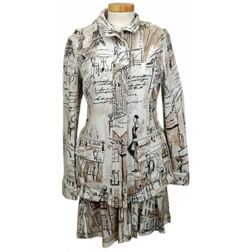 Dolcezza Damen 2-teiliges Co-Ord mit Midikleid und Jacke gemustert Gr. S