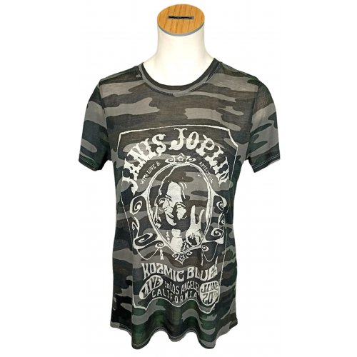 Lucky Brand Janis Joplin Damentshirt grau camouflage Gr. S