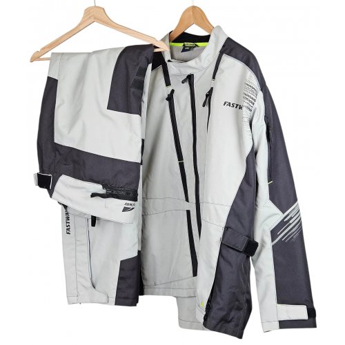 FASTWAY Herren Motorrad Jacke & Hose, schwarz/grau- Gr. 5XL