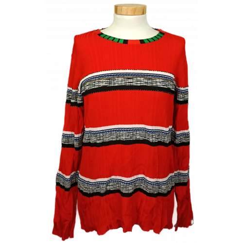 Desigual Damen Pullover rot mit Glasperlen gemustert  Gr. M