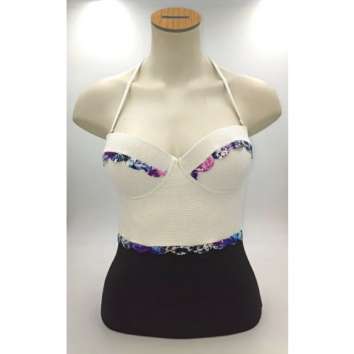 golddiga Neckholder-Badeanzug schwarz/weiß mit Applikation Gr. 38