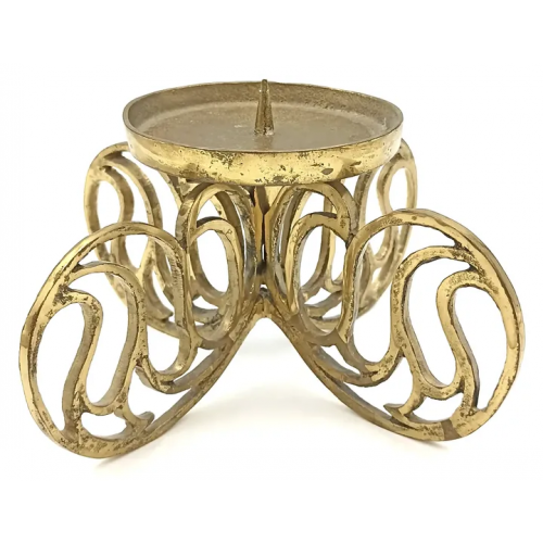 Kerzenständer aus Messing im brutalistischen Stil