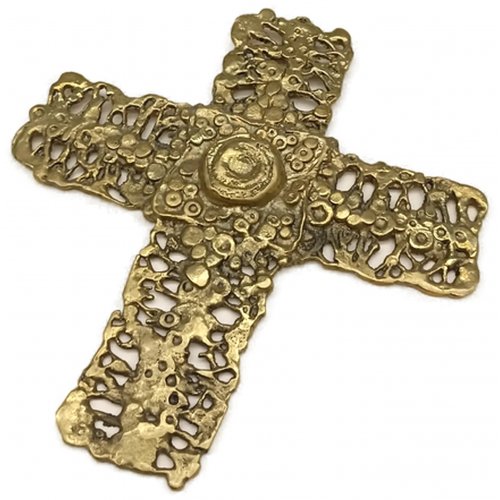 Vintage Wandkreuz aus Messingguss von Sepp Schmölzer