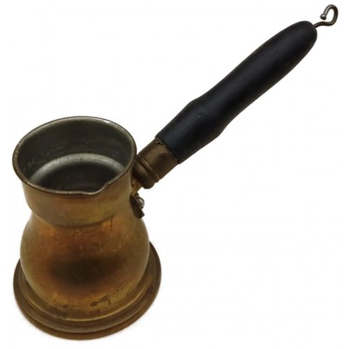 Traditionelle Mokkakanne aus Messing mit Holzgriff 