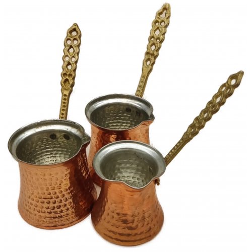 3-teiliges Türkische Kaffeekannen Set aus Kupfer