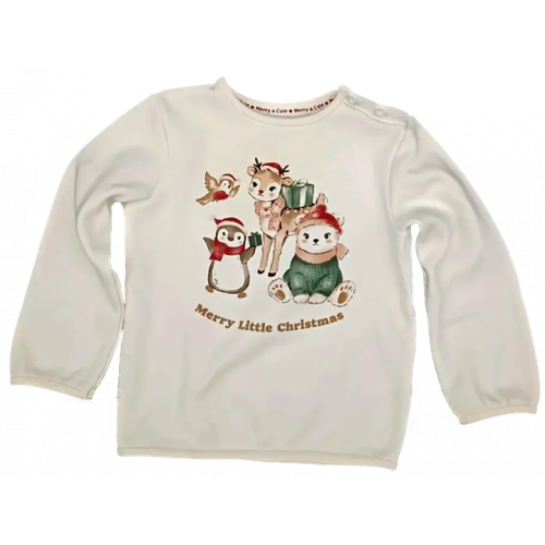 C&A Kinder Weihnachtspullover weiß gemustert Gr. 92