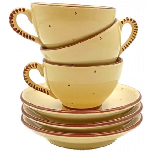 Gollhammer Keramik creme/braun - Kaffeetassen mit Untertassen Set 6-teilig