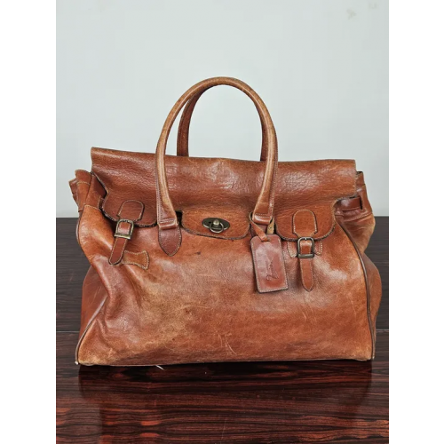 Texier Vintage Leder Reisetasche, braun 