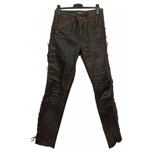 Gaucho Herren Leder Motorradhose braun Gr. 34