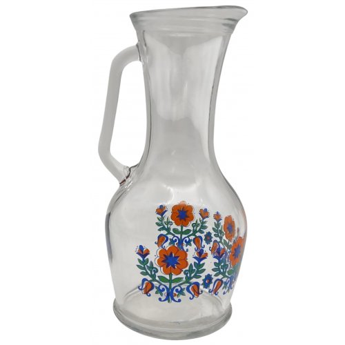 Glaskaraffe mit Blumen Muster - 1 Liter