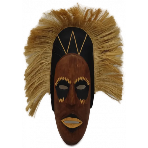 Afrikanische Maske Holz braun/mehrfarbig