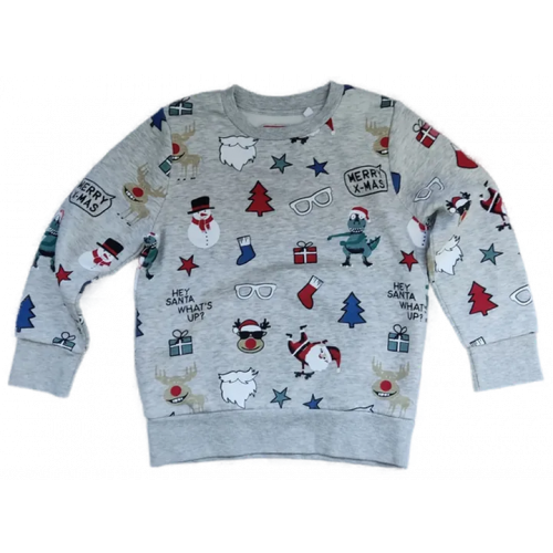 C&A Tough Team Kinder Weihnachtspullover grau gemustert Gr. 122