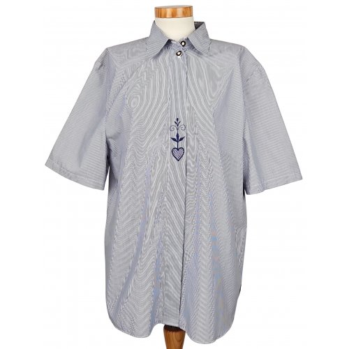 Rena Moden Vintage Damen Trachtenbluse, blau/weiß - Gr. XL 