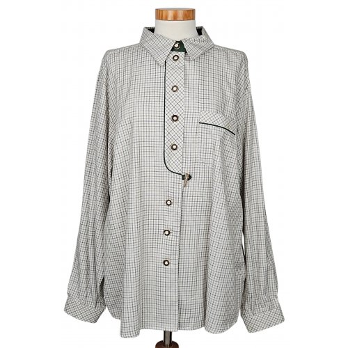 Styrian lady Vintage Damen Trachtenbluse, beige/grün - Gr. XL 