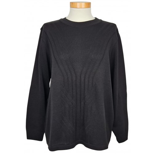 KASA Strickmoden Vintage Damen Pullover, schwarz - Gr. XL