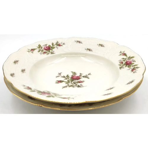 Rosenthal Sanssouci Elfenbein Moosrose Suppenteller 23 cm (2 Stück)