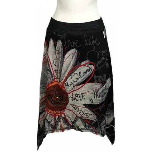 Desigual Damen Midirock schwarz gemustert Gr. M