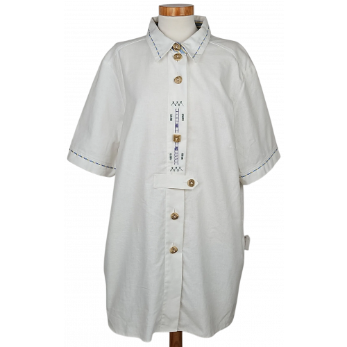 Styrian lady Vintage Damen Trachtenbluse, weiß - Gr. XXXL 