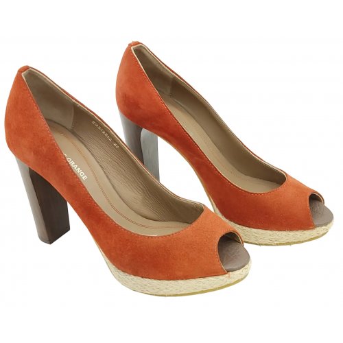 Boss Orange Damen Veloursleder Pumps, rot - Gr. 37
