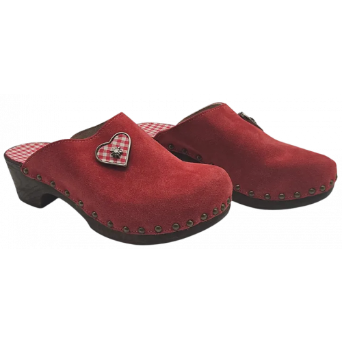 Alpenglück Damen Clog, rot/braun - Gr. 40