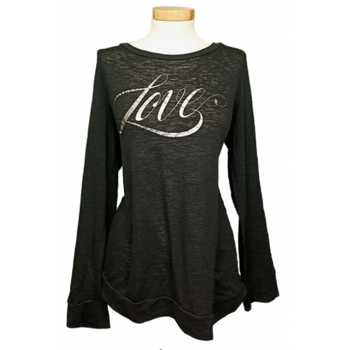 Victoria's Secret Damen Langarmshirt mit Schriftzug schwarz Gr. M