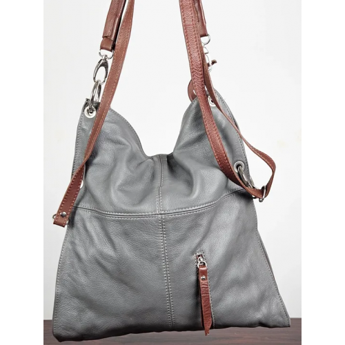 Damen Ledertasche - grau 