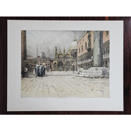 Piazzetta Venedig - Luigi Kasimir - Radierung in Farbe 