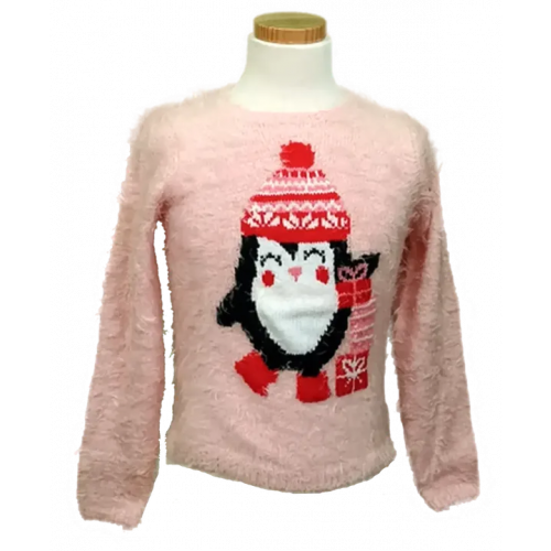 Lupilu Kinder Weihnachtspullover pink gemustert Gr. 110/116