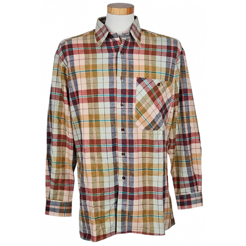 Piccini Vintage Herren Hemd, braun/grün - Gr. M 